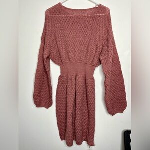 Cupshe Dusty Rose Long Sleeve Knit Dress